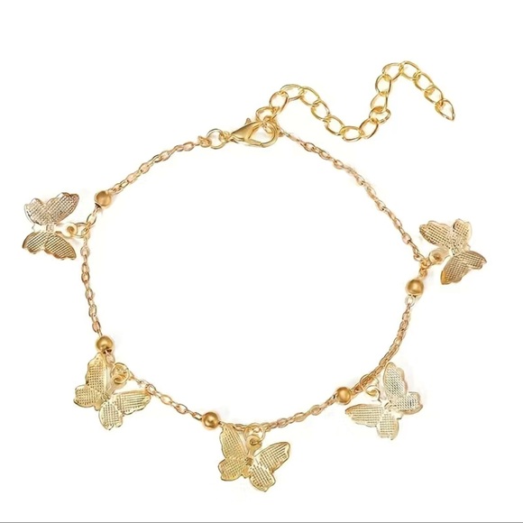 Minimalistic Gold 18k plated Butterfly Anklet - Picture 3 of 4